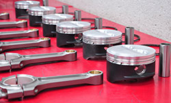 Pistons and rods ready for assembly